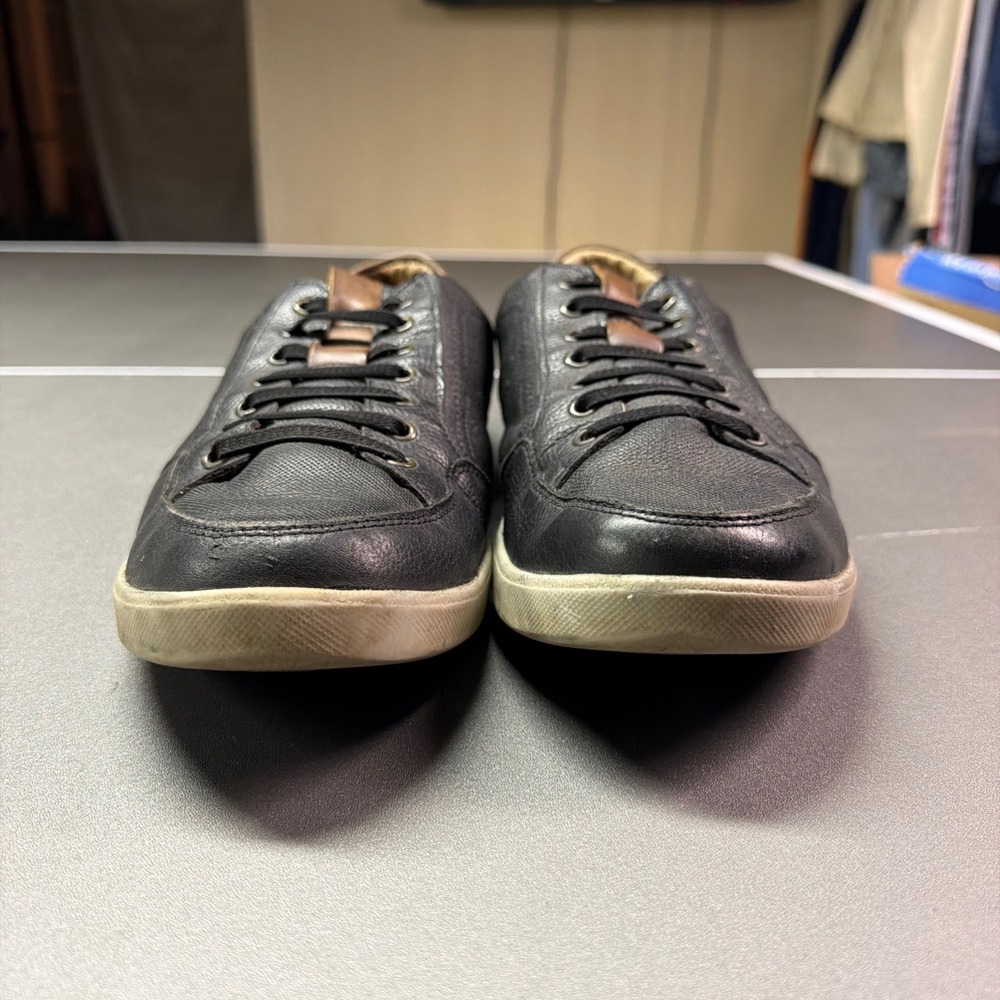 J&M 1850 Mens 12M Black Leather Low Top Sneakers Lace Up Made in Brazil‎ 27-1481